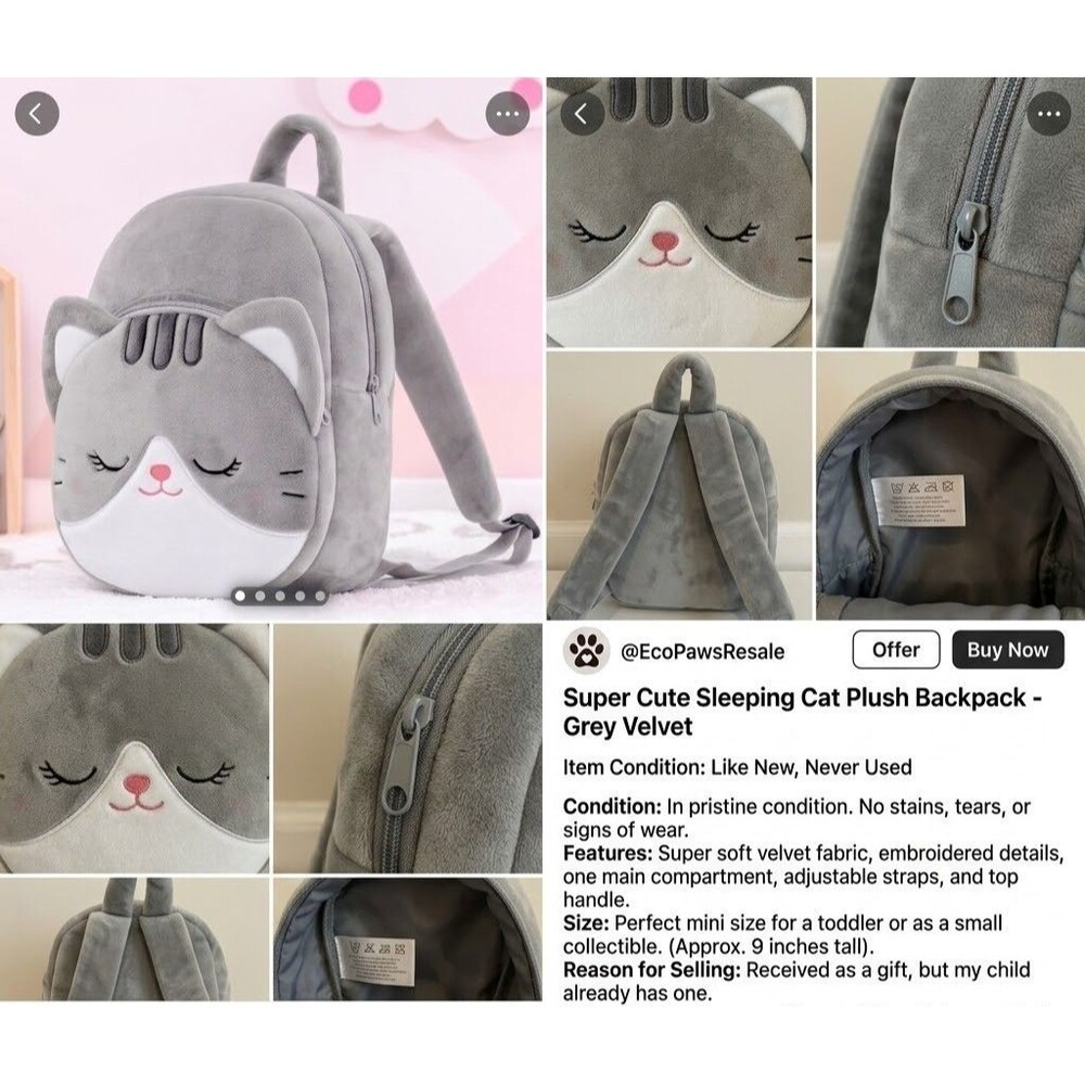 Cat Toddler Backpack Plush Backpack Toddler Girls Backpack Cat Animal Kids Backp